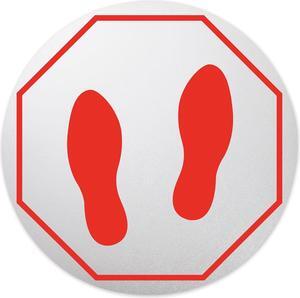 deflecto Personal Spacing Discs, Feet, 20 dia, Clear/Red PSDD20FPSS6