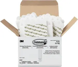 COMMAND 17201-S132NA Picture Hanging Strip,Clear,Foam,PK132