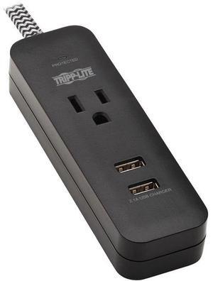 Tripp Lite Surge Protector Power Strip 1-Outlet 2 USB Ports 4ft Cord TLP104USB