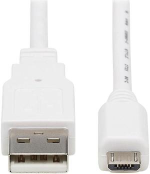 Tripp Lite U050AB-003-WH 3 ft. White Safe-IT USB-A to USB Micro-B Antibacterial Cable (M/M), USB 2.0, White, 3-ft. (0.91 m)