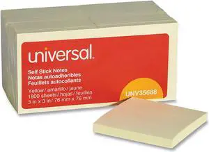 Universal Self-Stick Note Pads 3 x 3 Yellow 100-Sheet 18/Pack UNV35688
