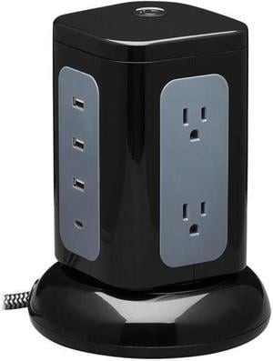 Tripp Lite Surge Protector Tower 6-Outlet 3x USB-A 1x USB C Black TLP606UCTOWER