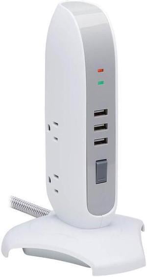 Tripp Lite Surge Protector Tower 5-Outlet w/ 3 USB Ports White TLP66USB