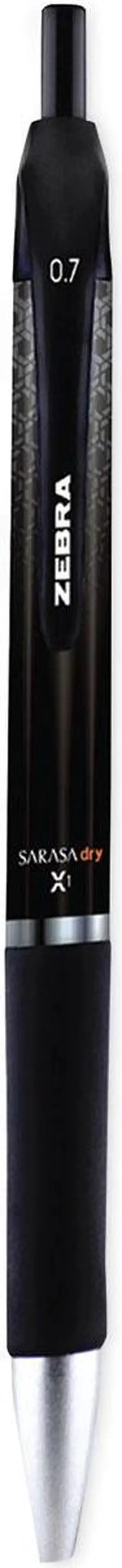 Zebra Pen Sarasa Dry Gel X1 Pen Retractable Medium 0.7mm Black Ink 12 Pack 45610