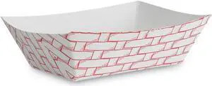 Boardwalk Paper Food Baskets 1 lb Capacity Red/White 1000/Carton BWK30LAG100
