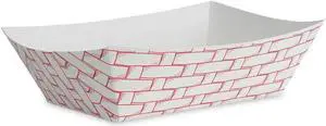 Boardwalk Paper Food Baskets 3lb Capacity Red/White 500/Carton BWK30LAG300