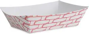Boardwalk Paper Food Baskets 2lb Capacity Red/White 1000/Carton BWK30LAG200