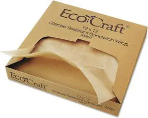 EcoCraft Grease-Resistant Paper Wraps and Liners Natural 12 x 12 1000/Box 5 Boxes/Carton BGC300897
