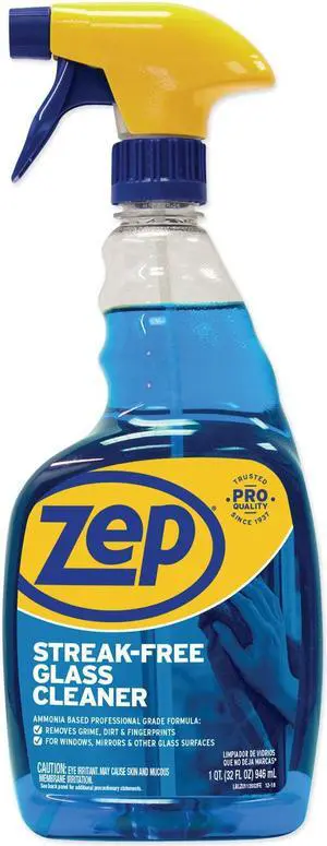 Zep Streak-Free Glass Cleaner Pleasant 32 oz Spray Bottle 12/Carton ZU112032