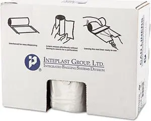 High-Density Interleaved Commercial Can Liners 60 gal 22 microns 38" x 60" Clear 150/Carton S386022N