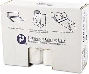 High-Density Interleaved Commercial Can Liners 60 gal 17 microns 38" x 60" Clear 200/Carton S386017N
