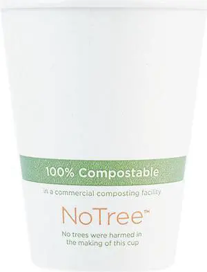 NoTree Paper Hot Cups 8 oz Natural 1000/Carton CUSU8