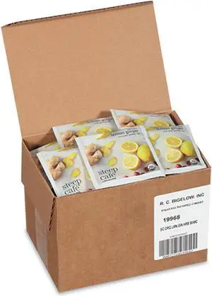 steep Café Organic Herbal Tea Lemon Ginger 50 Bags/Carton RCB19968