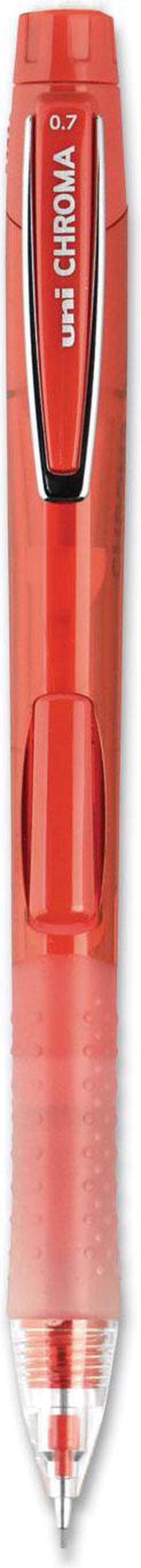 Uni-ball Chroma Mechanical Pencil, 0.7 mm, HB (#2), Black Lead, Red Barrel, Dozen