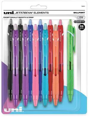 Uni-ball Jetstream Elements Ballpoint Pen Medium 1 mm Assorted Ink 12 Pack 70171