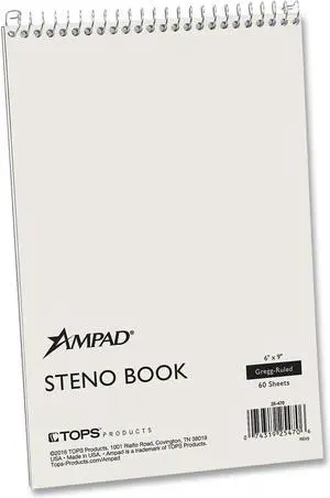 Steno Books Pitman Rule White Cover 6 x 9 60 Green Tint Sheets 25470
