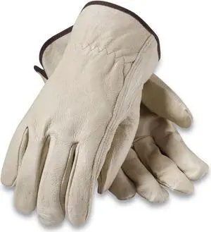Top-Grain Pigskin Leather Drivers Gloves Economy Grade Medium Gray 70361M