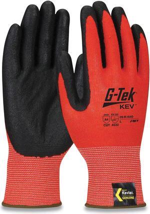 KEV Hi-Vis Seamless Knit Kevlar Gloves X-Large Red/Black 09K1630XL