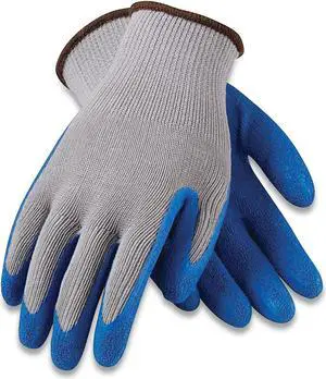 GP Latex-Coated Cotton/Polyester Gloves Medium Gray/Blue 12 Pairs 391310M