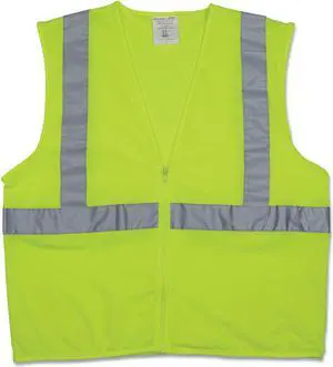Zipper Safety Vest Hi-Viz Lime Yellow X-Large 302MVGZLYXL