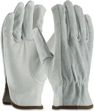PIP Top-Grain Leather Drivers Gloves Cowhide Leather Large Gray 68161SBL
