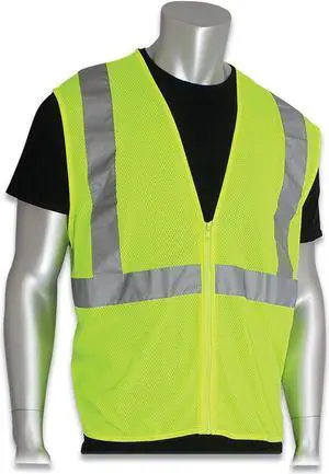 Zipper Safety Vest Large Hi-Viz Lime Yellow 302MVGZLYL