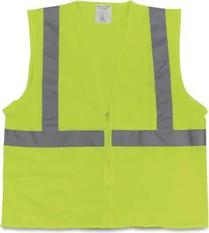 Two-Pocket Zipper Safety Vest Hi-Viz Lime Yellow X-Large 3020702ZLYXL