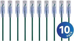 Monoprice Cat6A Ethernet Patch Cable - 10 Feet - Green (10 Pack) Snagless RJ45 550Mhz UTP Pure Bare Copper Wire 10G 30AWG - SlimRun Series