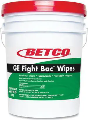 GE Fight Bac Disinfecting Wipes 7 x 11 Unscented 1500/Pack 392F500