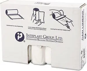 High-Density Interleaved Commercial Can Liners 33 gal 16 microns 33" x 40" Clear 250/Carton S334016N