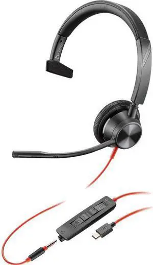 Plantronics - Blackwire 3315 Wired, Single Ear (Mono) USB-C Headset with Boom Mic (Poly) - Connect to PC/Mac via USB-C or mobile/tablet via 3.5 mm connector - Works with Teams (Certified), Zoom & more Plantronics - Blackwire 3315 Wired, Single Ear (Mono) USB-C Headset with Boom Mic (Poly) - Connect to PC/Mac via USB-C or mobile/tablet via 3.5 mm connector - Works with Teams (Certified), Zoom & more