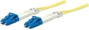 Intellinet Fiber Optic Patch Cable, Duplex, Single-Mode, LC/LC, 9/125 Âµm, OS2, 20.0 m (66.0 ft.), Yellow