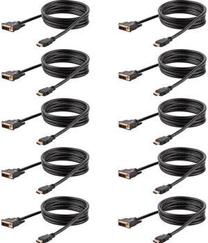 StarTech 6ft 1.8m HDMI to DVI Cable DVI-D to HDMI Display Cable 1920x1200p 10 Pack Black HDMI to DVI-D Adapter Cord M/M HDMIDVIMM610PK