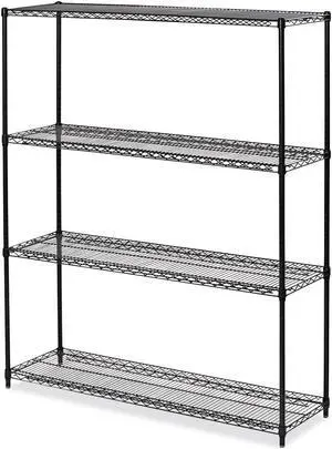 Alera - 4TIND6018BA - All-Purpose Wire Shelving Starter Kit, 4-Shelf, 60 x 18 x 72, Black Anthracite+