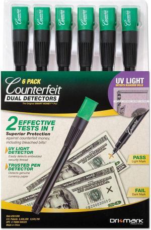 Dri Mark Dual Detector UV Light and Counterfeit Detector Pen Combo (6-Pack)