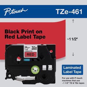 Brother P-touch TZE-461 Label Maker Tape 1.42"W Black on Red TZE461CS
