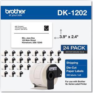 Brother Genuine DK-120224PK Die-Cut Shipping Labels 300 Labels/Roll 24 Rolls/Box