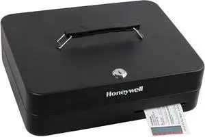 Honeywell Safes & Door Locks - 6113 Deluxe Key Lock Cash Box, 0.23-Cubic Feet, Black