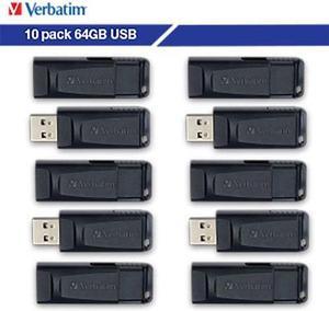 Verbatim 64GB Store 'n' Go USB Flash Drive 10pk Black 70895