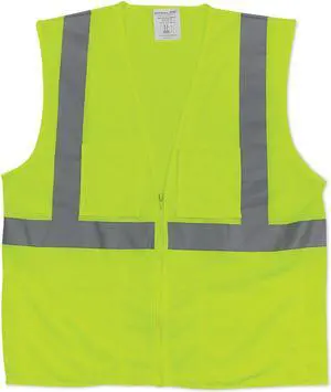 PIP ANSI Class 2 4-Pocket Zipper Safety Vest Mesh 2XL Lime Yellow 302MVGZ4PLY2X