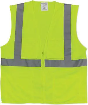 PIP Four Pocket Zipper Safety Vest Mesh 3X-Large Lime Yellow 302MVGZ4PLY3X