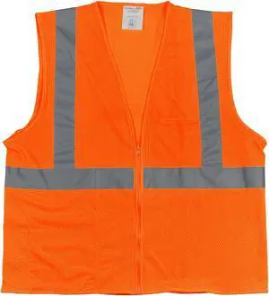 PIP 2 Two-Pocket Zipper Mesh Safety Vest 2X-Large Orange 3020702ZOR2X