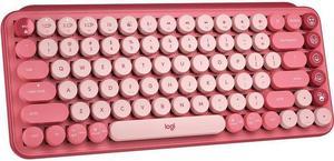 Logitech POP Mechanical Wireless Keyboard with Customizable Emoji Keys Durable Compact Design Bluetooth or USB Connectivity MultiDevice OS Compatible  Heartbreaker Rose