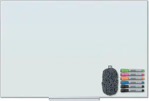Floating Glass Dry Erase Board, 36 x 24, White 3975U0001