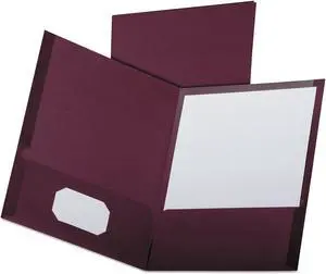 Oxford Linen Finish Twin Pocket Folders Letter Burgundy 25/Box 53441