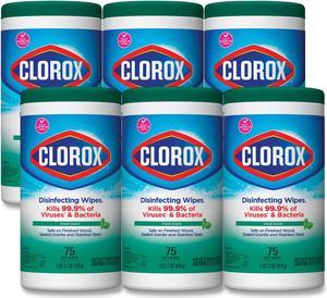 Clorox Disinfecting Wipes, 7 x 8, Fresh Scent, 75/Canister x 6