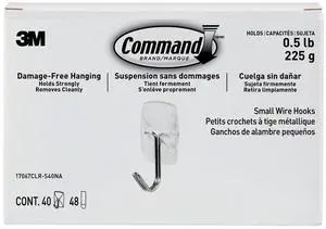 Command 17067CLR-S40NA Clear Small Wire Hook, 40/Pack