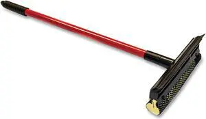 Auto Window Squeegee 8" Heavy-Duty Mesh Sponge Head 20" Metal Handle Black/Red SQW8RM