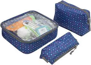 Travelon 3-Piece Travel Packing Cube Luggage Toiletry Set Diamond Sparkle