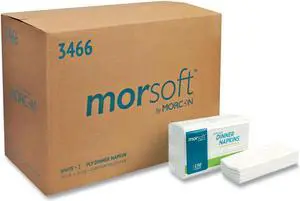 Morcon Morsoft Dinner Napkins 2-Ply 14.5 x 16.5 White 3000/Carton 3466